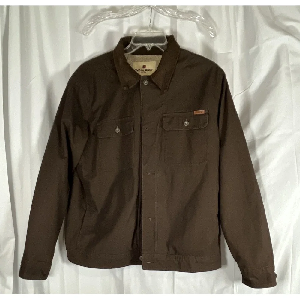 Woolrich Brown Canvas Sherpa‎ Lined Chore Rancher Barn Coat Mens Large